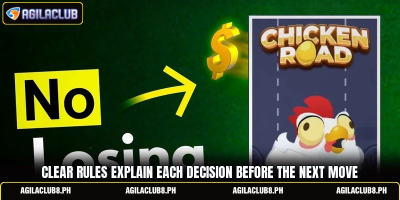 Clear rules explain each decision before the next move