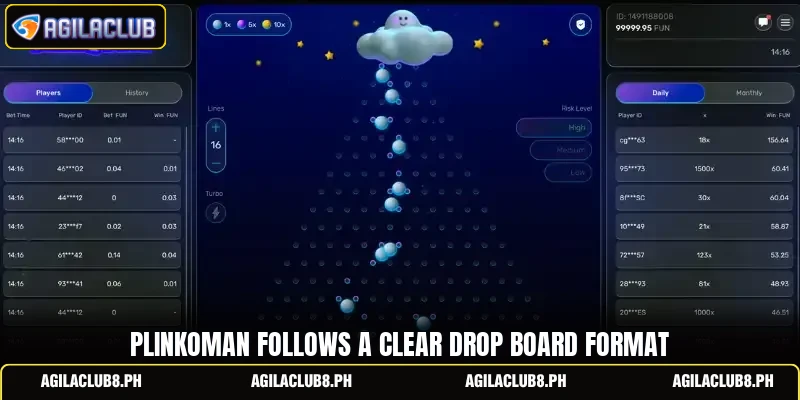 Plinkoman follows a clear drop board format